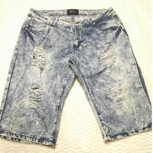 DAZL Women's Plus Size 18 Bermuda Denim Shorts Acid Wash Light Blue Distressed